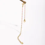 ZMZY Girls Boho Thin Chain Stainless Steel Bracelets For Women Gold Color Peach Pink Cross Charm Beautiful Gift 5