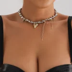 Fashion Heart Beaded Necklace for Women Boho Elegant Irregular Crystal Chain Y2K Choker Exquisite Party Gift Jewelry Accessories 6