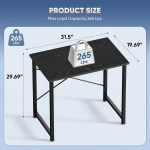 32 Inch Modern Simple Style Wood Black Computer Desk for Home Office Study Writing Work Table 3