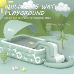 Inflatable Pool with Canopy and Slide,Large Inflatable Swimming Pool for Persons,Family Pool for Backyard, Outdoor 2