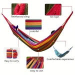 1-2 Person Cotton Rainbow Hanging Bed Capacity Stripe Hammock Swing Portable 260*80cm for Outdoor Indoor with Carry Bag 4