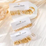 Fashion Geometric Hoop Earrings Set for Women Vintage Bohemian Pearl Gold Color Round Earring Punk Daily Wear Jewelry Gifts 2025 3