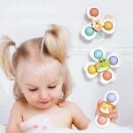 3PCS Suction Cup Spinner Toy Baby Bath Funny Game Educational Toys For Children Girls Boys Infant Sensory Stress Reliever Gift 3