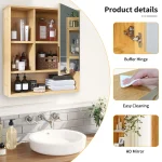 Bathroom Cabinet with Mirror Wall Bamboo Medicine Storage Shelves 3