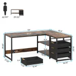 Tribesigns L Shaped Computer Desk with Storage Drawers, 59 inch Corner Desk with Shelves, Reversible L-Shaped Office Desk Study 6