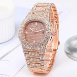 Luxury Full Diamond Men's Stainless Steel Watches Male Sports Quartz Wristwatch with Calendar 3