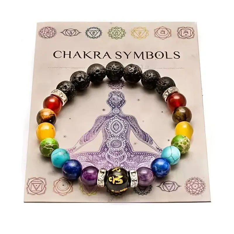 2pcs 7 Chakra Bracelet with Meaning Cardfor Men Women Natural Crystal Healing Anxiety Jewellery Mandala Yoga Bracelet Gift 2pcs 7 Chakra Bracelet with Meaning Cardfor Men Women Natural Crystal Healing Anxiety Jewellery Mandala Yoga Bracelet Gift
