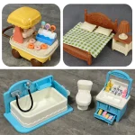 1:12 Miniature Furniture Forest Family Kitchen Toy Dining Table Dollhouse Accessories Bathroom Pretend Play For Girl Gifts Toys 4