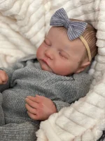 NPK 49CM Levi Newborn Baby Doll Reborn Sleeping Soft Silicone Flexible 3D Skin Tone with Visible Veins Hand Paint Hair Doll 3