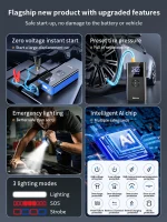 8000a Amp 180Psi Car Emergency Multifunction 12v Battery Booster Tire Inflator Super Compressor Jump Starter Power Bank Air Pump 6