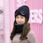 Unisex Men Women Knitted Hat with Goggles Windproof Winter Warmer Ski Beanies Soft Warm Anti-slip Ear Protection Garros 3