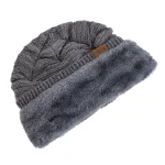 New Unisex Slouchy Winter Hats Warm Fleece Lined Beanie Cap Men Women Casual Label Decor Winter Mixed Color Knitted Hats 4
