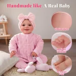 17-Inch Reborn Baby Doll Sunny – Lifelike Realistic Soft Vinyl Poseable Newborn with Smiling Face & Accessories, Gift for Kids A 3