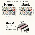 Medicine-Themed Cosmetic Travel Bag - Foldable Zippered Makeup Organizer, Gift for Healthcare Professionals, Cosmetic Bag 3