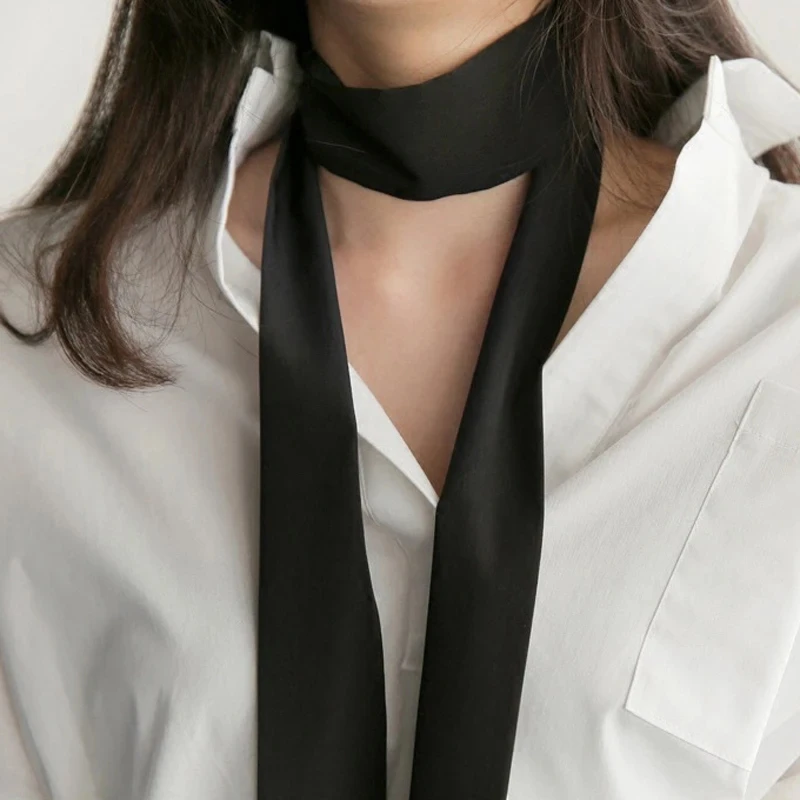 5X190CM Women Narrow Long Scarf 190x5cm Solid Color Chiffon Silk Rubber Red Tie Black Bag Ribbon Headbands Choker Streamer 5X190CM Women Narrow Long Scarf 190x5cm Solid Color Chiffon Silk Rubber Red Tie Black Bag Ribbon Headbands Choker Streamer