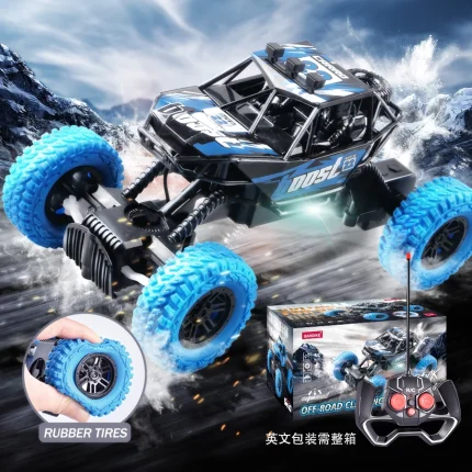 Remote control car with colorful flashing lights, rubber wheels, off-road toy car suitable for children's gifts