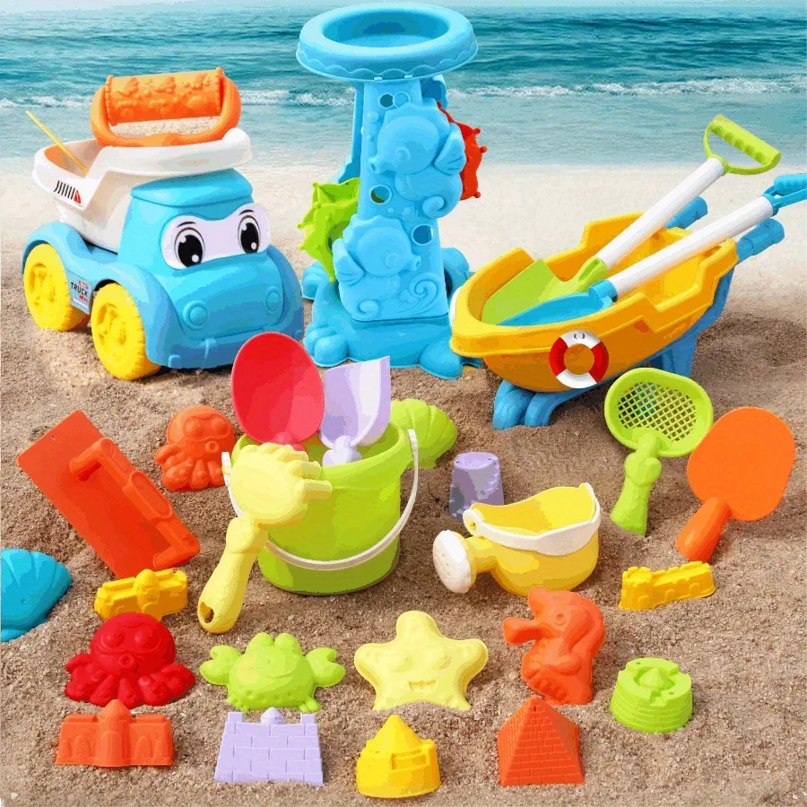 Children's Beach Toy Set, ATV, Sand Digging and Water Toy, Beach Bucket, Hourglass, Shovel, Beach Sand Play Tool Random Colors Children's Beach Toy Set, ATV, Sand Digging and Water Toy, Beach Bucket, Hourglass, Shovel, Beach Sand Play Tool Random Colors