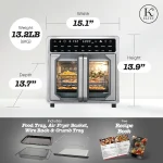 Kitchen Elite 16 Quart French Door Air Fryer Oven Family Size Countertop Convection Cooker with LED Display Stainless Steel Ide 5