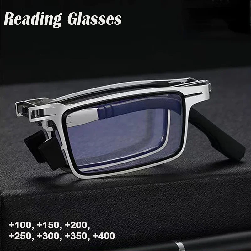 Retro Folding Reading Glasses for Men / Women Metal Frame Anti-blue Light Eyeglasses with Free Case Retro Folding Reading Glasses for Men / Women Metal Frame Anti-blue Light Eyeglasses with Free Case