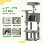 JHK 44In Cat Tree Tall Multi-Cat Climbing Tower for Pet Furniture Natural Sisal Scratching Posts Stable Pet House for Indoor Cat 5