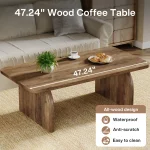 Tribesigns Farmhouse Rectangular Coffee Table, 47.24-Inch Engineered Wood Center Cocktail Tea Table with Sturdy Base 6