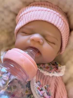 Open Mouth 33cm Pascale Full Body Silicone Reborn Girl Doll With Painted Skin Washable Soft Touch Reborn Girl  Silicone Doll