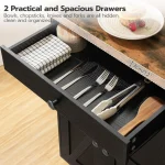 Kitchen Island with Power Outlet, 43.3 Rolling Island with Storage, Kitchen Cart with Spice Rack and Hooks, for Living Room 4