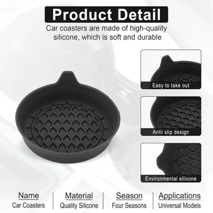 4pcs Car silicone cup holder, universal round car interior storage compartment anti-slip mat