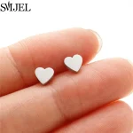 Golden Minimalist Stainless Steel Earings Small Heart Round Star Geometric Stud Earrings for Women Bicycle Fitness Sport Jewelry 2