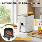 3QT Air Fryer, Small Air Fryer with Digital PP Touch Panel, White 6