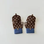 3-8Y Baby Gloves Winter Boys Girls Children's Cold Resistant Five Finger Knitted Finger Warmth Children's Half Finger Gloves 2