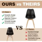 Mid-Century Modern Dining Chairs Set of 4 with Wood Legs, PU Leather Cushions for Kitchen and Living Room 6