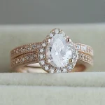 18K Rose Gold Princess Diamond Ring set 2pc for Women Anillos Mujer Bizuteria Gemstone Femme Diamond Jewelry 18 k Rose Gold Ring 2