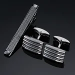 High Quality Cuff links necktie clip for tie pin for men's gift Classic pattern tie bars cufflinks tie clip set Men Jewelry 6