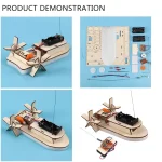Exquisite Model Boat Vehicle Remote Control Boat for Kids Birthday Gifts Novelty Science Training DIY Wooden Vehicle Self-Made 4