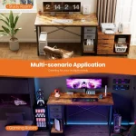JHK 47IN Computer Desk with 2 Drawers For Study Office Gaming Wood Table with Adjustable Position Drawers Modern Work Table 6