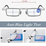 Retro Folding Reading Glasses for Men / Women Metal Frame Anti-blue Light Eyeglasses with Free Case 6