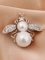 1 piece of women's European and American trendy little bee pearl brooch for fashionable dressing, banquet, party, holiday gift 5