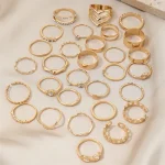 30Pcs Bohemian Geometric Knuckle Rings Set For Women Gold Silver Color Finger Ring Girls Fashion Party Jewelry Accessories 5