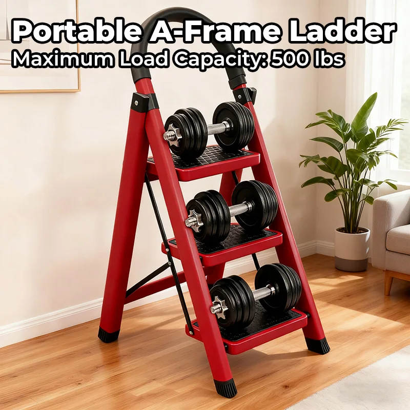 3/4/5-Step Folding Ladder with Anti-Slip Pedals, Heavy Duty Portable Step Stool for Home and Commercial Use 3/4/5-Step Folding Ladder with Anti-Slip Pedals, Heavy Duty Portable Step Stool for Home and Commercial Use