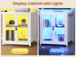 L Shaped Gaming Desk with 4 Drawers, 109” Computer Desk with Display Cabinet, Home Office Desks with 2 Monitor, Customized 5