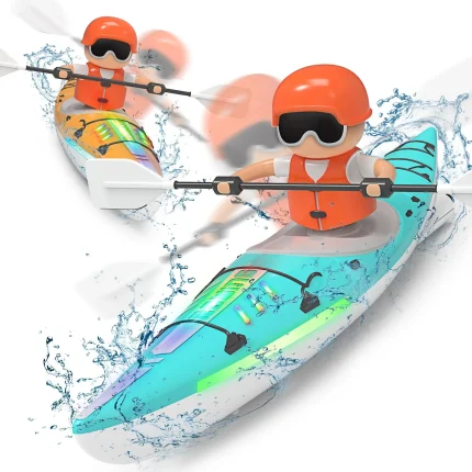 Rc Boat Kayak Racing Ship 2.4G Remote Control Rowing Boat Paddling Water Competition Games Summer Outdoor Toy for Boys Kids Gift