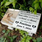Personalized Pet Memorial Stone Plaque with Colorful Photo, Dog Cat Grave Marker for Garden Cemetery Gift 3