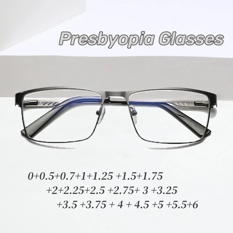 Men Square Metal Large Frame Reading Spring Leg Elderly Presbyopia Glasses Blue Light Blocking Eye Protection Eyeglasses Men Square Metal Large Frame Reading Spring Leg Elderly Presbyopia Glasses Blue Light Blocking Eye Protection Eyeglasses