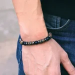 New Vintage Men Bracelet Stone Natural Wooden Braclet Homme Hematite Tiger Eyes Braslet Coconut Bead Brazalete Pulsera Hombre 4