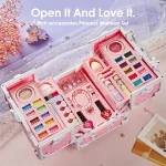 Kids Makeup Kit for Girls Princess Real Washable Pretend Play Cosmetic Set Toys with Mirror Non-Toxic & Safe Birthday Gifts 4