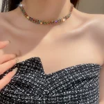 Luxury Shiny Full Rhinestone Choker Necklace for Women Personalized Geometric Crystal Necklaces Wedding Jewelry Party Gifts 3
