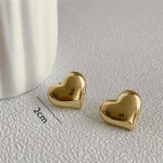 Minimalist Silver Color Smooth LOVE Heart Stud Earrings for Women Trendy Elegant Wedding Bride Jewelry Prevent Allergy 5
