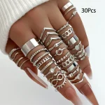 30Pcs Bohemian Geometric Knuckle Rings Set For Women Gold Silver Color Finger Ring Girls Fashion Party Jewelry Accessories 2