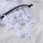 10Pcs/lot Grosgrain Ribbon Pigtail Hair Bows Elastic Hair Ties Hair Bands Holders Girls Baby Hair Accessories for Baby Infants 6